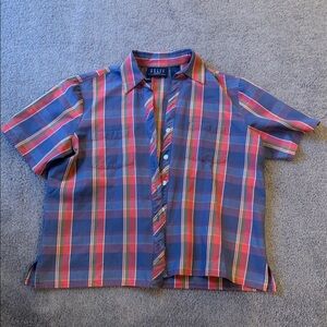 IZOD Women's Plaid Button Down Shirt - Blue and Red